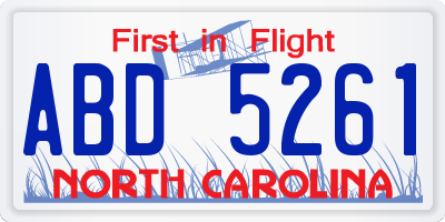 NC license plate ABD5261