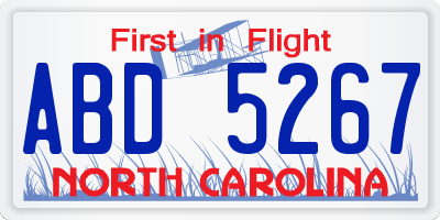 NC license plate ABD5267