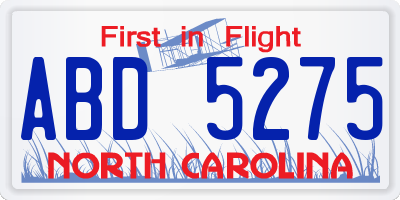 NC license plate ABD5275