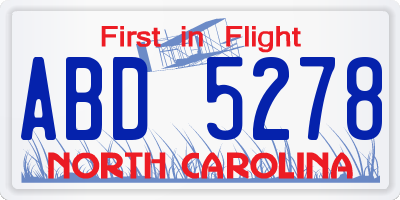 NC license plate ABD5278