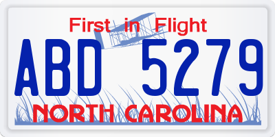 NC license plate ABD5279