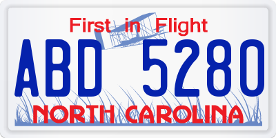 NC license plate ABD5280