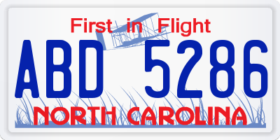 NC license plate ABD5286