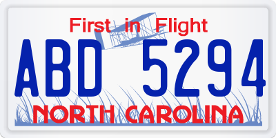 NC license plate ABD5294