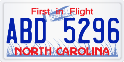NC license plate ABD5296