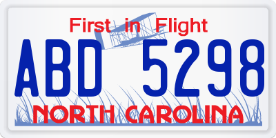 NC license plate ABD5298