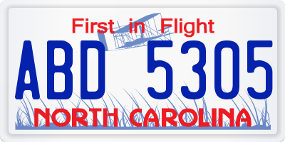 NC license plate ABD5305