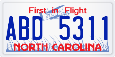 NC license plate ABD5311