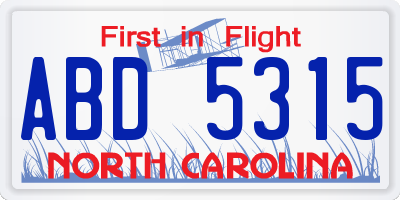NC license plate ABD5315