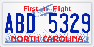 NC license plate ABD5329