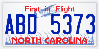 NC license plate ABD5373