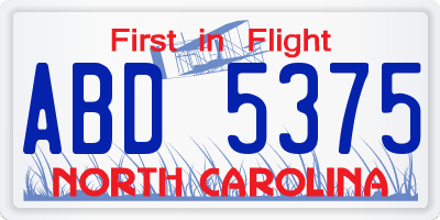 NC license plate ABD5375