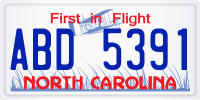NC license plate ABD5391