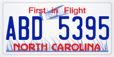 NC license plate ABD5395