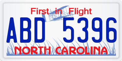 NC license plate ABD5396