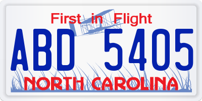NC license plate ABD5405