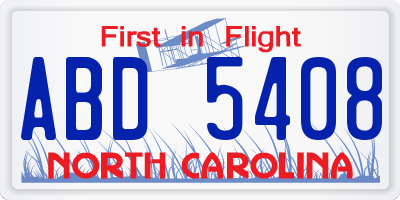 NC license plate ABD5408