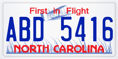 NC license plate ABD5416
