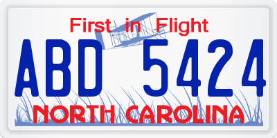 NC license plate ABD5424