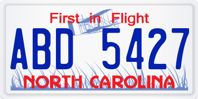 NC license plate ABD5427