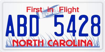 NC license plate ABD5428