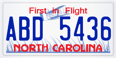 NC license plate ABD5436