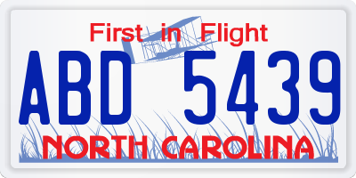 NC license plate ABD5439