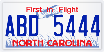 NC license plate ABD5444