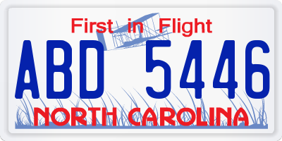 NC license plate ABD5446