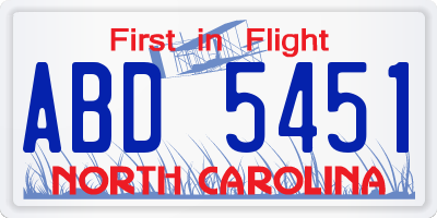 NC license plate ABD5451