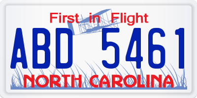 NC license plate ABD5461