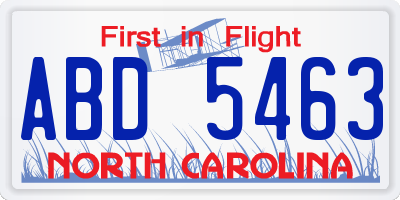 NC license plate ABD5463