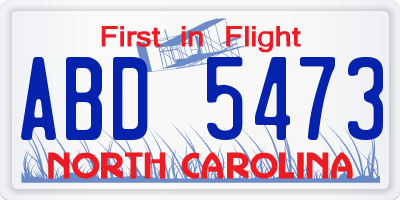NC license plate ABD5473