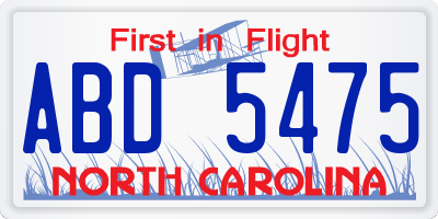 NC license plate ABD5475