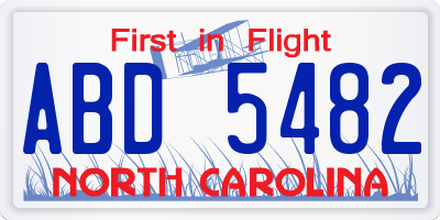 NC license plate ABD5482