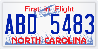 NC license plate ABD5483