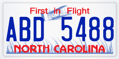 NC license plate ABD5488