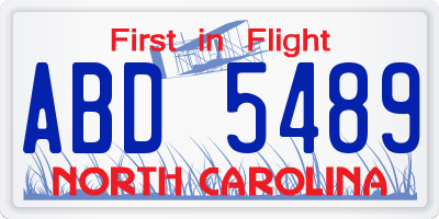 NC license plate ABD5489