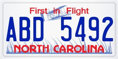 NC license plate ABD5492