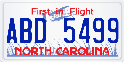 NC license plate ABD5499