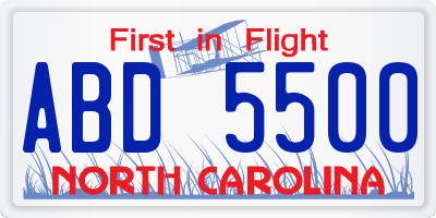 NC license plate ABD5500