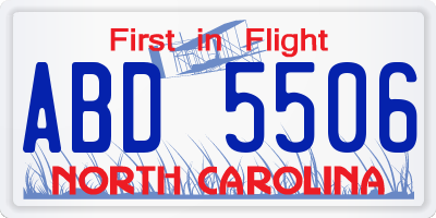 NC license plate ABD5506