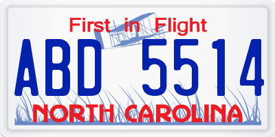 NC license plate ABD5514