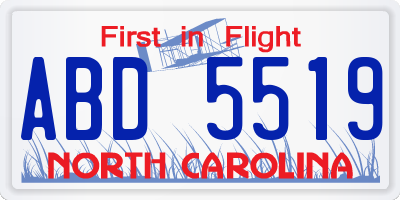 NC license plate ABD5519