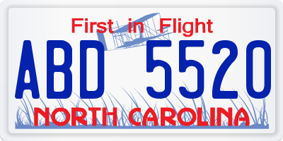 NC license plate ABD5520