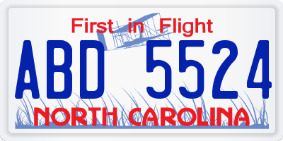 NC license plate ABD5524