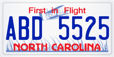 NC license plate ABD5525