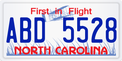 NC license plate ABD5528