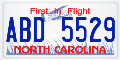 NC license plate ABD5529
