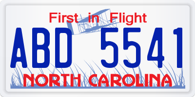 NC license plate ABD5541